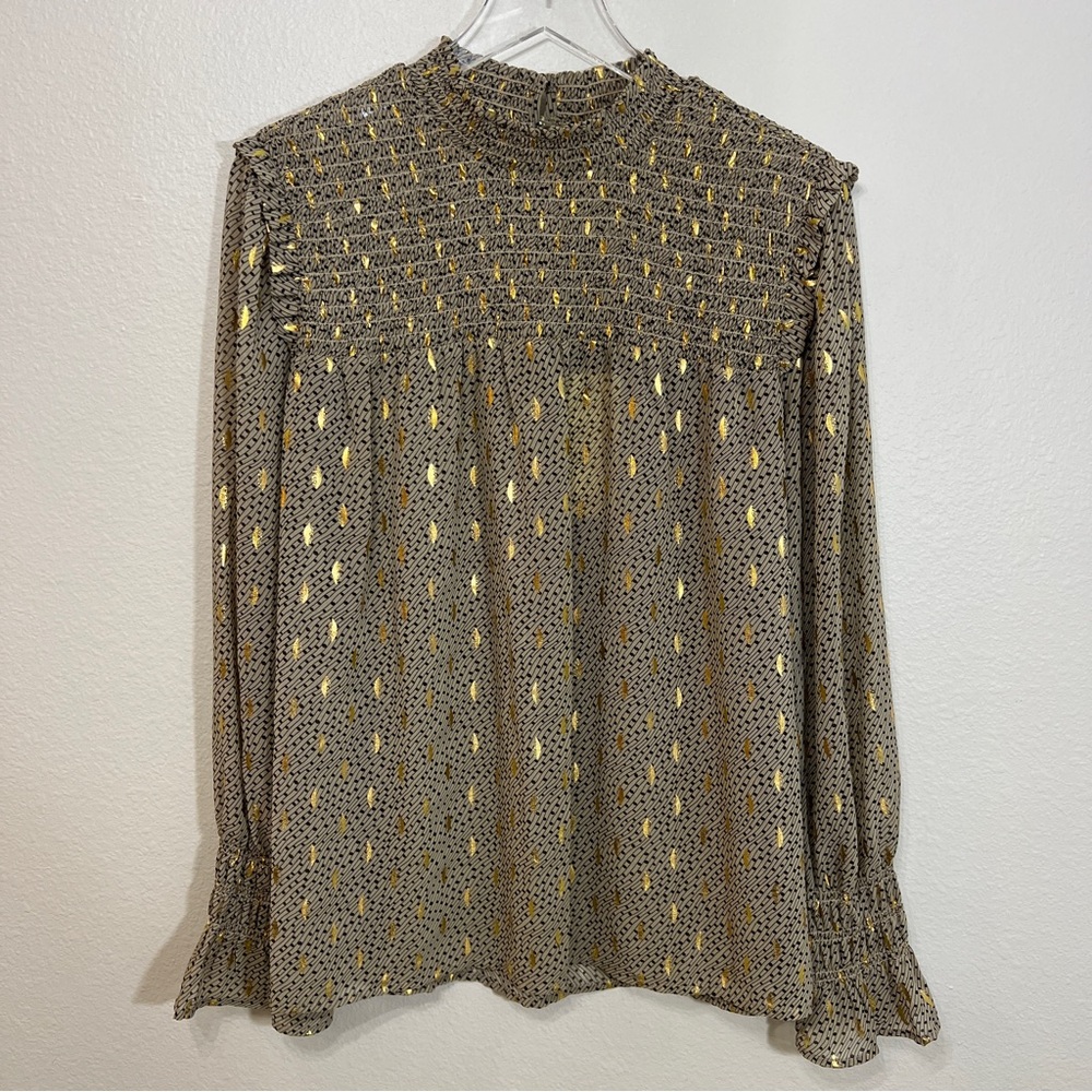 ELAN long sleeve metallic blouse